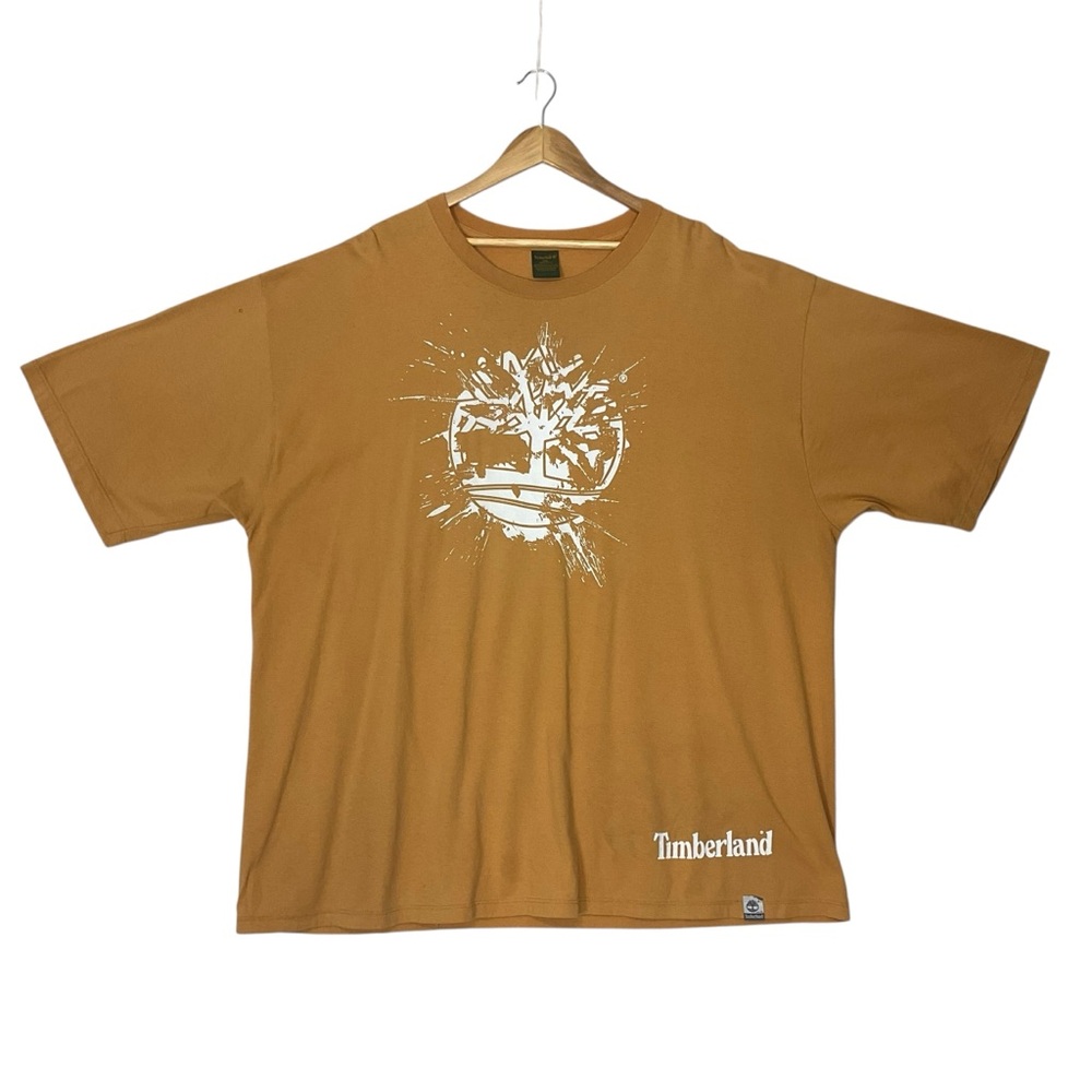 TIMBERLAND sz XX Large Men's Short Sleeve Battered Graphic Tee Mustard Yellow